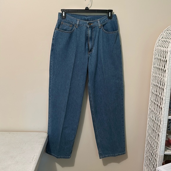 L.L.Bean Women’s Straight High Rise Jeans Blue Cotton Denim Size 14 Casual Mom - Picture 1 of 9